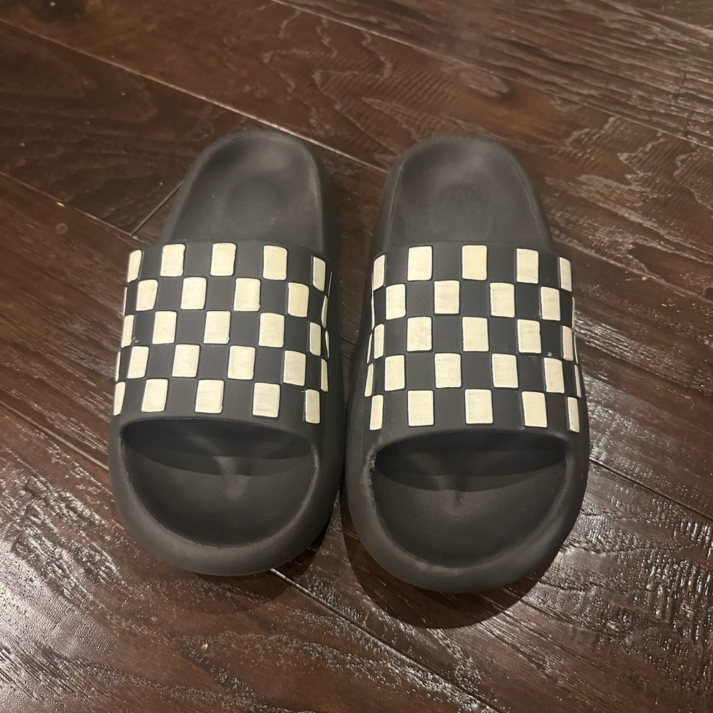 Black and White Slide Sandals